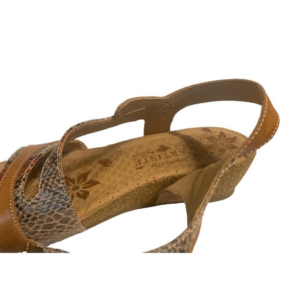 Spring Step L'Artiste MEERA Brown Multi Wedge Ankle Strap Sandals Sz 41 - 9.5/10 - Picture 5 of 8
